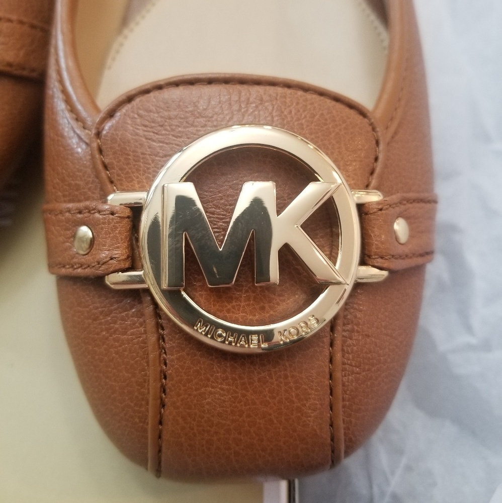 New MK Michael Kors brown Leather Fulton moccasin